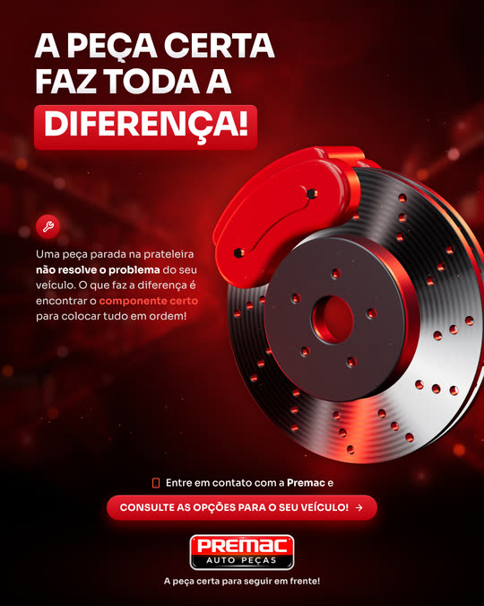 Arte da Premac Auto Peças: A peça certa faz toda a diferença, com disco de freio